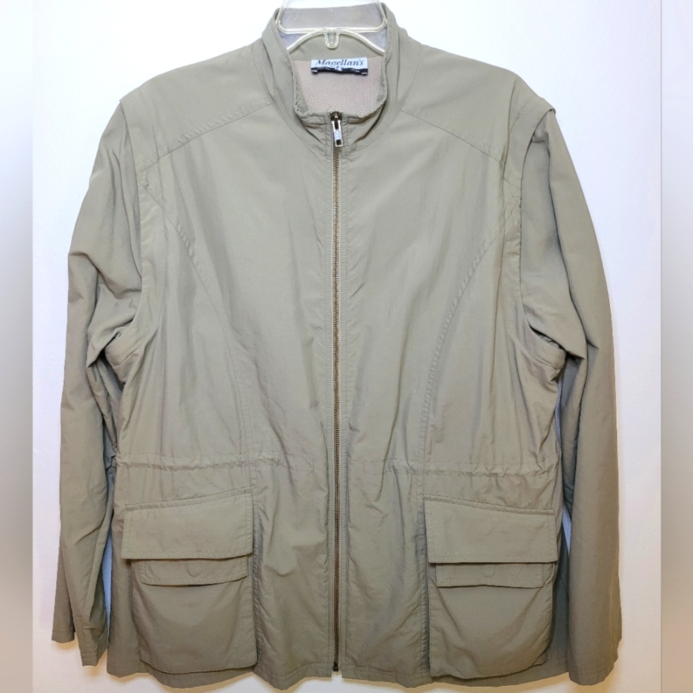 Magellan's Travel Utility Convertible Jacket Vest Drawstring Waist Large